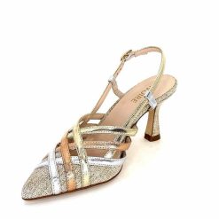 Ivoire0376 Ivoire 20906 Cuir Metallique Textile Beige Escarpins