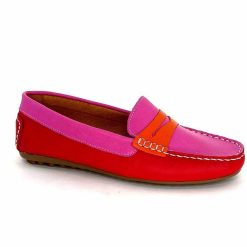 Ivoire0209b Ivoire 10322 Sauvage Cuir Rose Rouge Orange Mocassins