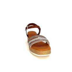 oh my sandals - innova footwear Ivoire 5434 Cuir Marron Strass Beige Plateformes