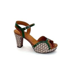 Chie Mihara Chie Mihara Eny Cuir Vert Marron Beige Sandales