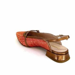 Ivoire0532 Ivoire X1406 Raffia Orange Cuir Bronze Ballerines