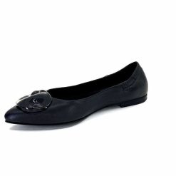 398-ivoire Ivoire M24055 Zb Cuir Noir Ballerines