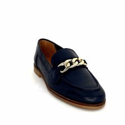 Ivoire0209b Ivoire 12779 Cuir Bleu Marine Mocassins