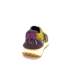 Requin Reqins Urania Mix Cuir Violet Textile Moutarde Baskets