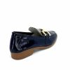 382-ivoire Ivoire 30303 Cuir Vernis Bleu Marine Mocassins