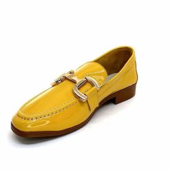 382-ivoire Ivoire 30303 Cuir Vernis Jaune Mocassins