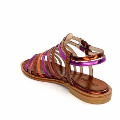 ivoire-395 Ivoire E10433 Neopolis Cuir Metal Orange Fuchsia Sandales