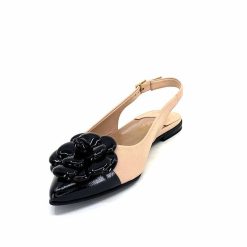 398-ivoire Ivoire M23099 Cuir Beige Noir Ballerines