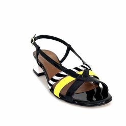 Ivoire0352 Ivoire K234 Jenny Cuir Vernis Noir Blanc Jaune Sandales