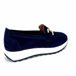 Ivoire0209b Ivoire 12875 Daim Bleu Marine Mocassins