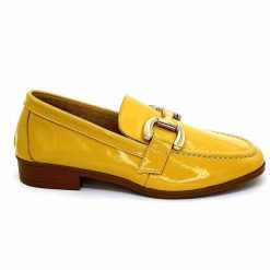 382-ivoire Ivoire 30303 Cuir Vernis Jaune Mocassins