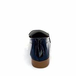 382-ivoire Ivoire 30303 Cuir Vernis Bleu Marine Mocassins