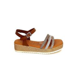 oh my sandals - innova footwear Ivoire 5434 Cuir Marron Strass Beige Plateformes