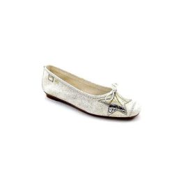 Requin Reqins Hello Cuir Blanc Dore Ballerines