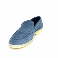 Ivoire0209b Ivoire 12851 Daim Bleu Mocassins