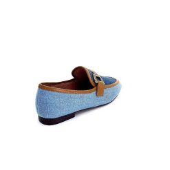 bibi lou - navima Bibi Lou 582 Cuir Marron Textile Denim Bleu Mocassins