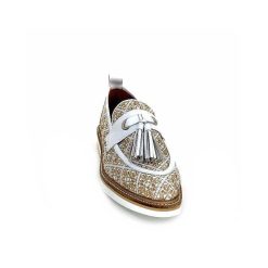 Philippe Morvan Philippe Morvan 6120 Cuir Blanc Raffia Blanc Beige Mocassins