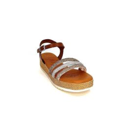 oh my sandals - innova footwear Ivoire 5434 Cuir Marron Strass Beige Plateformes