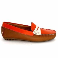 Ivoire0209b Ivoire 10322 Sauvage Cuir Orange Marron Beige Mocassins