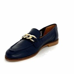 Ivoire0209b Ivoire 12779 Cuir Bleu Marine Mocassins