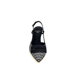 chantal Chantal 2227 Cuir Noir Raffia Noir Blanc Beige Escarpins