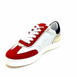 Donna Carolina Donna Carolina 51670 113 Cuir Blanc Daim Rouge Bleu Marine Baskets