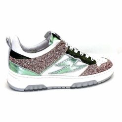 Semerdjian Semerdjian Smr Chita 11377 Cuir Blanc Glitter Rose Vert Baskets