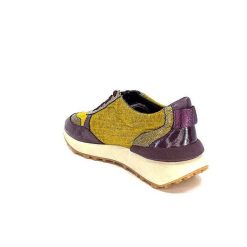 Requin Reqins Urania Mix Cuir Violet Textile Moutarde Baskets