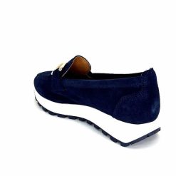 Ivoire0209b Ivoire 12875 Daim Bleu Marine Mocassins