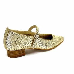 Ivoire0303 Ivoire 24776 Cuir Tresse Or Ballerines