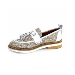 Philippe Morvan Philippe Morvan 6120 Cuir Blanc Raffia Blanc Beige Mocassins