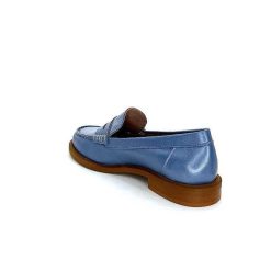 elisa lanci - lady shoes Ivoire Elsa N252 Cuir Bleu Nacre Mocassins