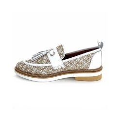 Philippe Morvan Philippe Morvan 6120 Cuir Blanc Raffia Blanc Beige Mocassins