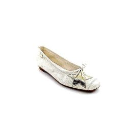 Requin Reqins Hello Cuir Blanc Dore Ballerines