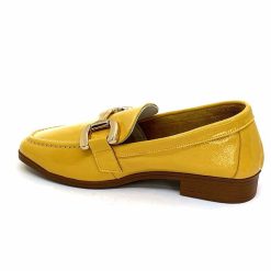 382-ivoire Ivoire 30303 Cuir Vernis Jaune Mocassins