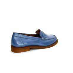 elisa lanci - lady shoes Ivoire Elsa N252 Cuir Bleu Nacre Mocassins