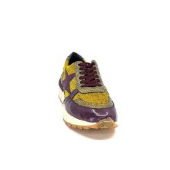 Requin Reqins Urania Mix Cuir Violet Textile Moutarde Baskets