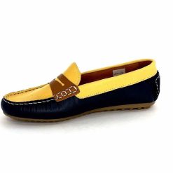 Ivoire0209b Ivoire 10322 Sauvage Cuir Bleu Marine Jaune Marron Mocassins