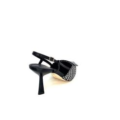 chantal Chantal 2227 Cuir Noir Raffia Noir Blanc Beige Escarpins