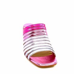 ivoire-395 Ivoire E10859 X Cuir Metal Degrde Rose Argent Bleu Mules