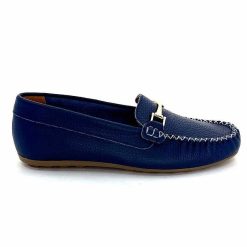 Ivoire0209b Ivoire 12052 Cuir Bleu Mocassins