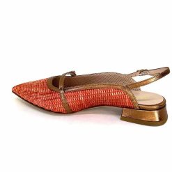 Ivoire0532 Ivoire X1406 Raffia Orange Cuir Bronze Ballerines