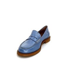 elisa lanci - lady shoes Ivoire Elsa N252 Cuir Bleu Nacre Mocassins