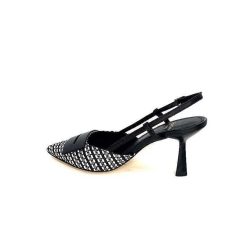 chantal Chantal 2227 Cuir Noir Raffia Noir Blanc Beige Escarpins