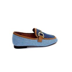 bibi lou - navima Bibi Lou 582 Cuir Marron Textile Denim Bleu Mocassins