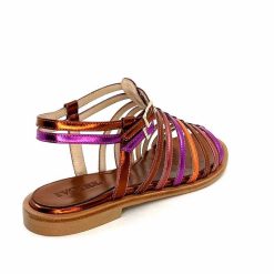 ivoire-395 Ivoire E10433 Neopolis Cuir Metal Orange Fuchsia Sandales