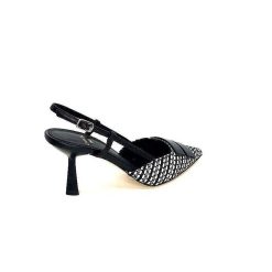 chantal Chantal 2227 Cuir Noir Raffia Noir Blanc Beige Escarpins