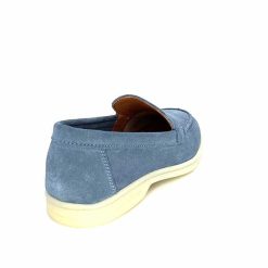 Ivoire0209b Ivoire 12851 Daim Bleu Mocassins