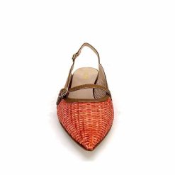 Ivoire0532 Ivoire X1406 Raffia Orange Cuir Bronze Ballerines