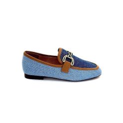 bibi lou - navima Bibi Lou 582 Cuir Marron Textile Denim Bleu Mocassins